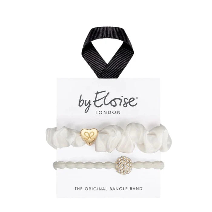 Hair/ Wrist Band Set - Elegant Ivory - 2pcs