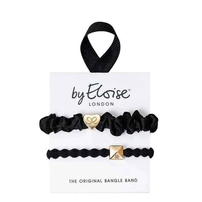 Hair/ Wrist Band Set - Gold & Black - 2pcs