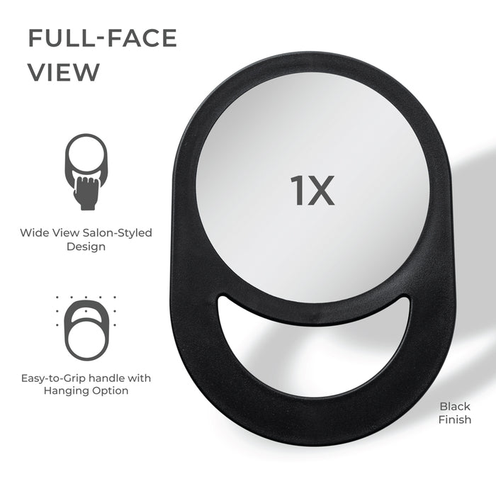 Zadro ZH2003 705004422192 product photo front view with specs, hand mirror with handle in front of a white background