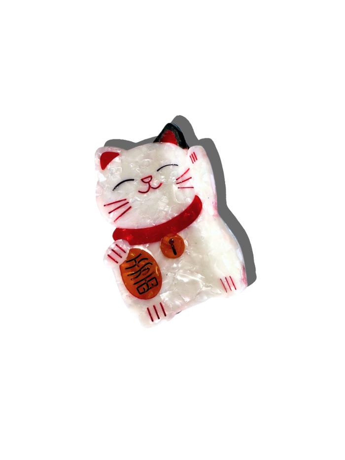 Hand-painted Lucky Cat Claw Hair Clip | Eco-Friendly