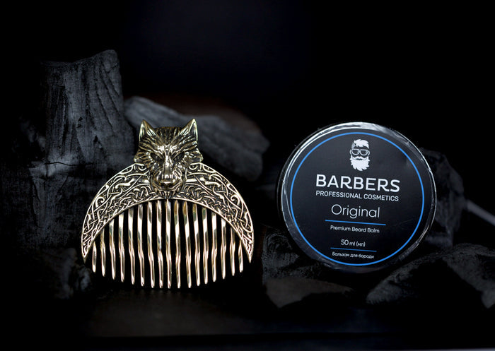vkngjewelry Comb Handcrafted Wolf Solid Brass Beard Comb
