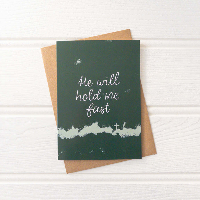 He Will Hold Me Fast Hymn Christian Compassion Card With Cross