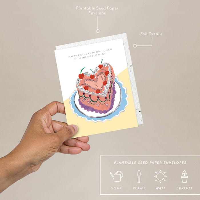 Heart Shaped Cake Birthday Card | Seedlings