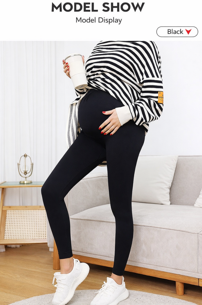 High Waist Maternity Seamless Leggings – Belly Support Butt Lift Yoga Pants