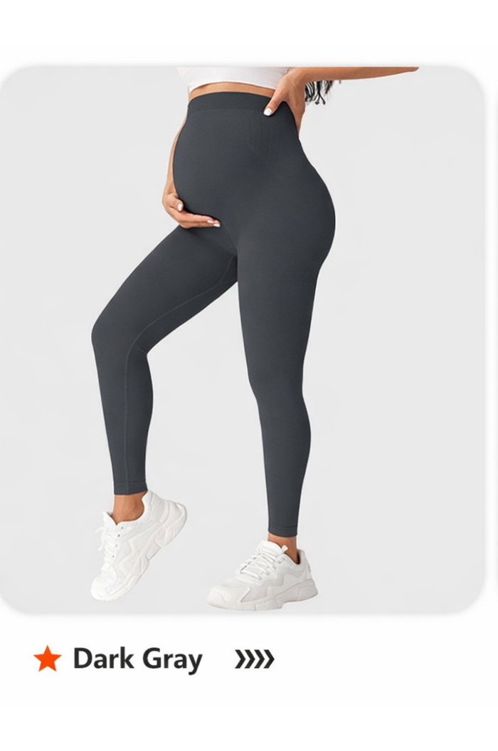 High Waist Maternity Seamless Leggings – Belly Support Butt Lift Yoga Pants