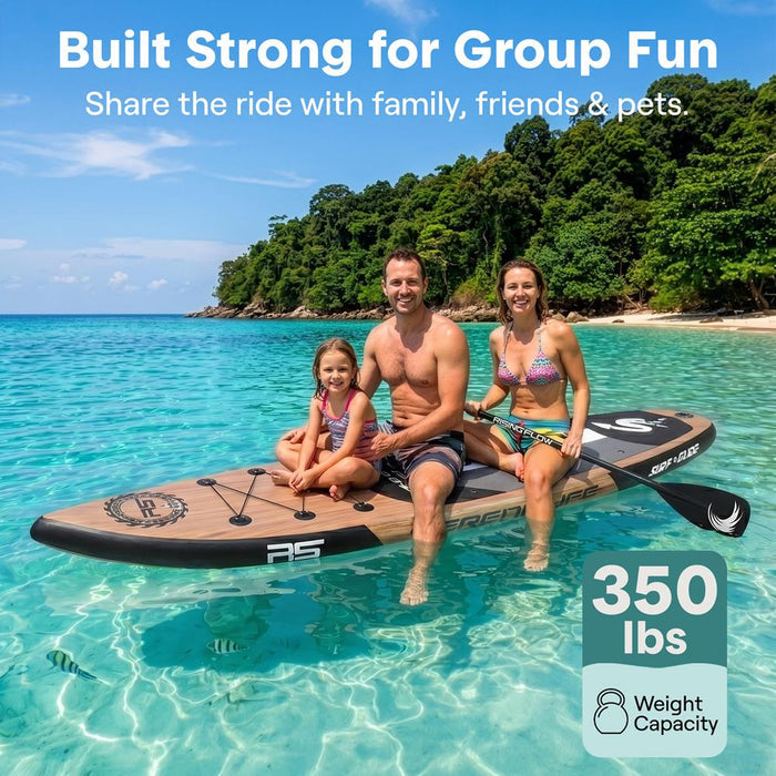 Inflatable Paddle Board - Stable Non-Slip Deck, 10'6", Wood Finish