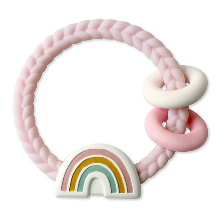 Itzy Ritzy Ritzy Rattle Silicone Teether - Pink Rainbow