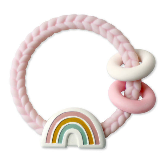 Itzy Ritzy Ritzy Rattle Silicone Teether - Pink Rainbow