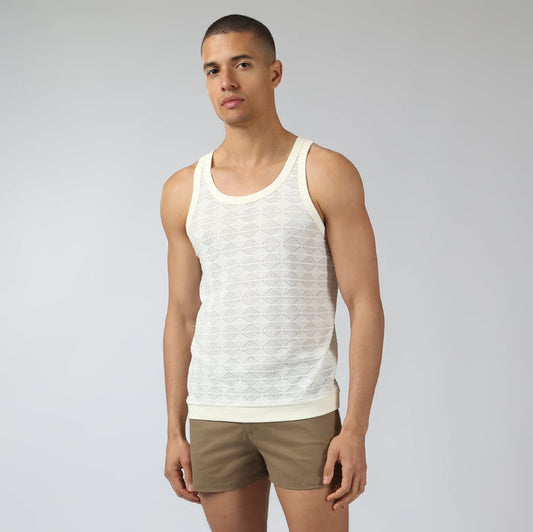 NEW- Ivory Chevron Lace Tank - Parke & Ronen