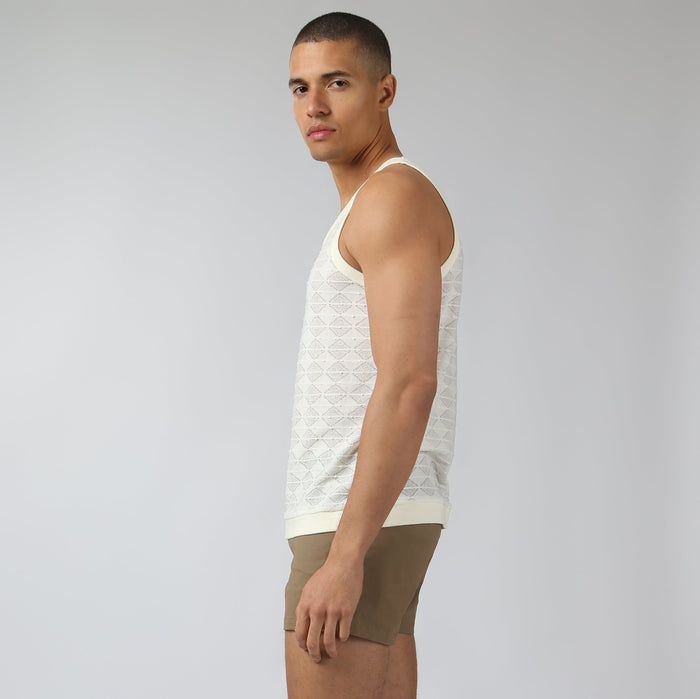 NEW- Ivory Chevron Lace Tank - Parke & Ronen