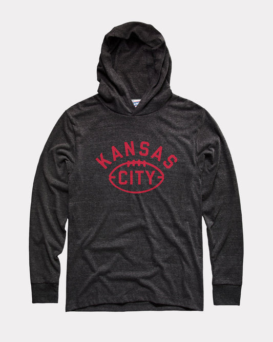Black Kansas City Football Lightweight Hoodie