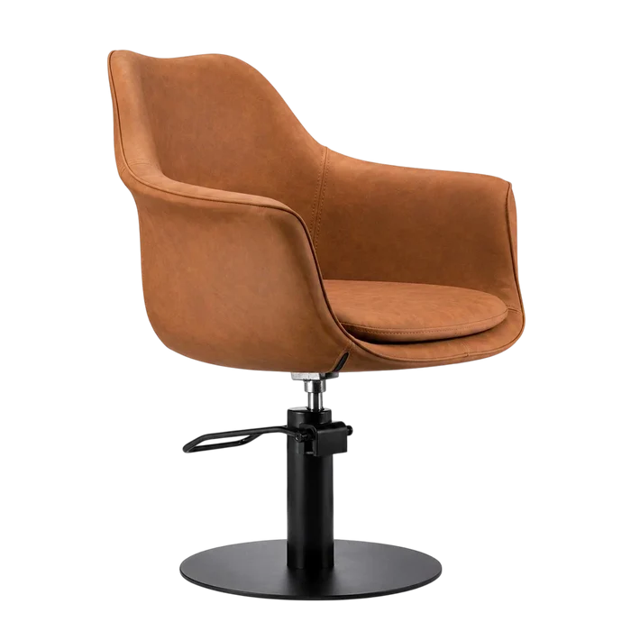 Karma Cronulla Salon Chair 02050501 - Tan with Black Round Base & Black Pump