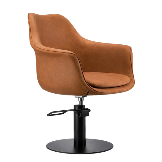Karma Cronulla Salon Chair 02050501 - Tan with Black Round Base & Black Pump