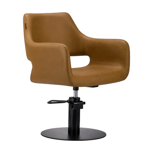 Karma Mudgee Salon Chair 02100501 - Tan with Black Round Base & Pump
