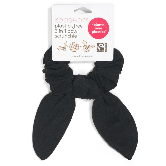 Kooshoo Plastic-Free 3-in-1 Bow Scrunchie - Black