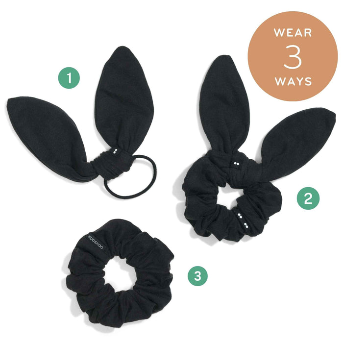 Kooshoo Plastic-Free 3-in-1 Bow Scrunchie - Black