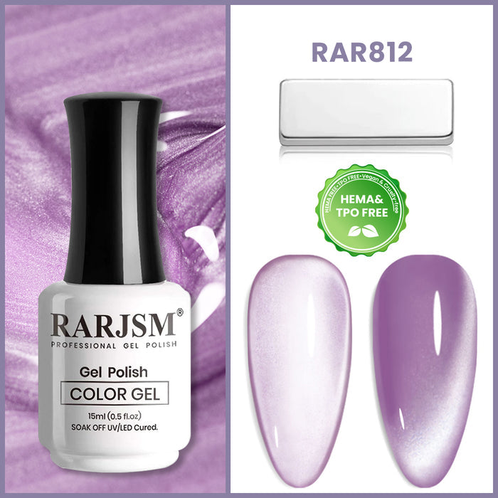RAR812 lavender swirl moonlight cat eye gel polish 15ml HEMA TPO free soft lilac pearlescent shimmer spring summer