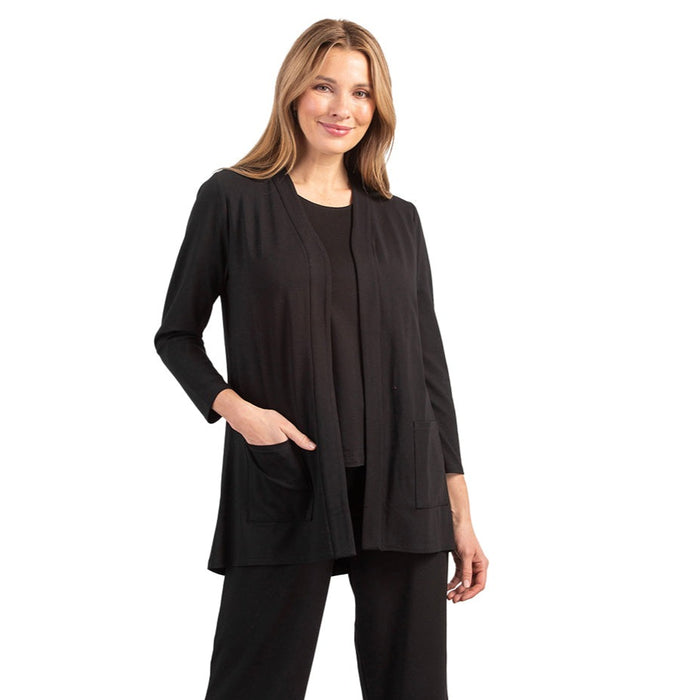 Long Shirred Back Open Front Cardigan - 55935