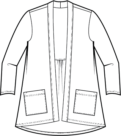 Long Shirred Back Open Front Cardigan - 55935