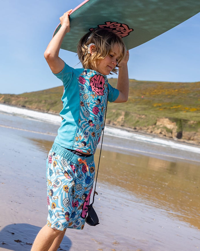 Lush Waves Kids Short Sleeve Rashvest in Blue