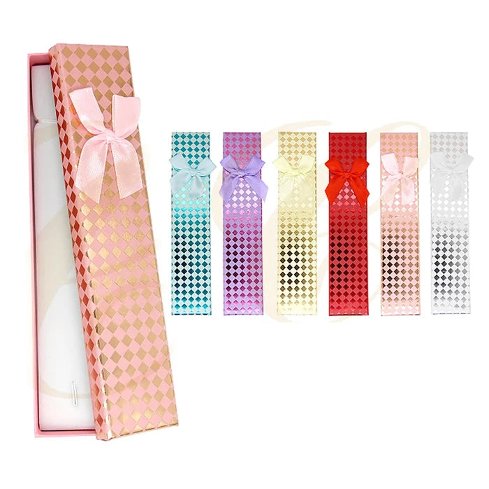 Luxe Metallic Diamond Pattern Jewelry Gift Box (21x4.5 CM)