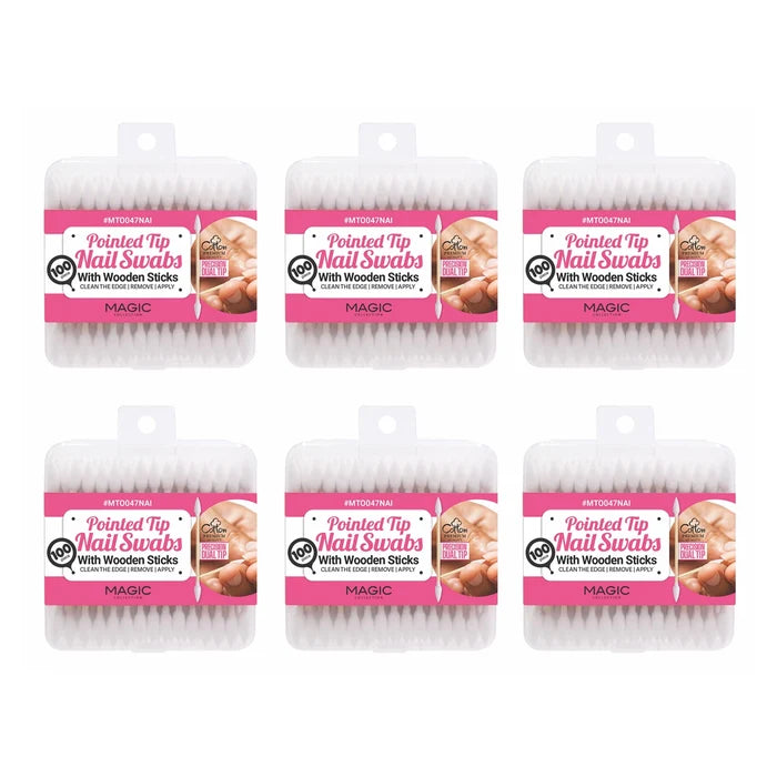 Magic - Pointed Tip Nail Swabs - 100 Count Precision Cotton Buds with Wooden Sticks