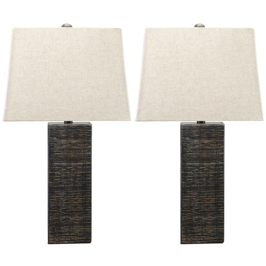 Mahak L327214 Black Wood Table Lamp 2CN
