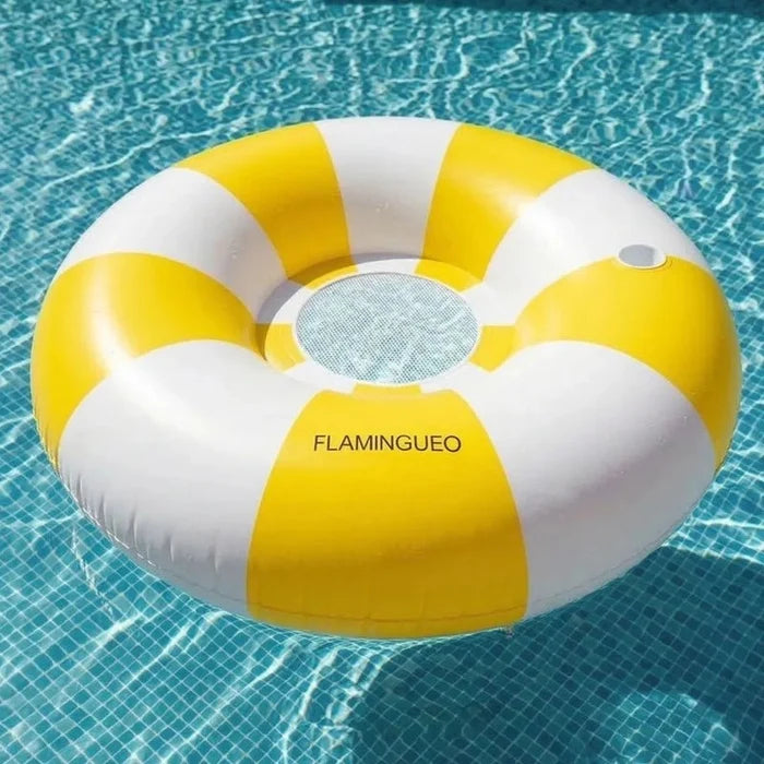 Mambo Inflatable Donut Pool Float with Mesh Seat for Pool & Beach