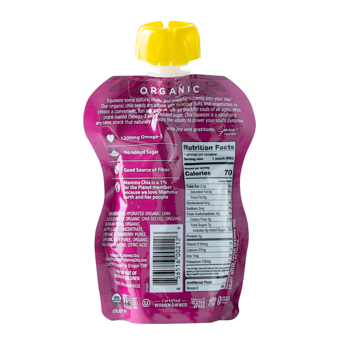 Mamma Chia Strawberry Banana Chia Squeeze Vitality Snack 99g