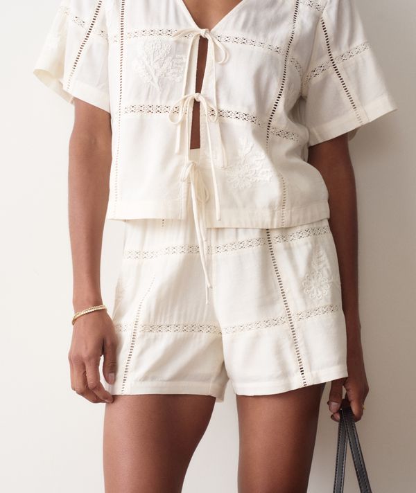 Marella Embroidered Short Antique White