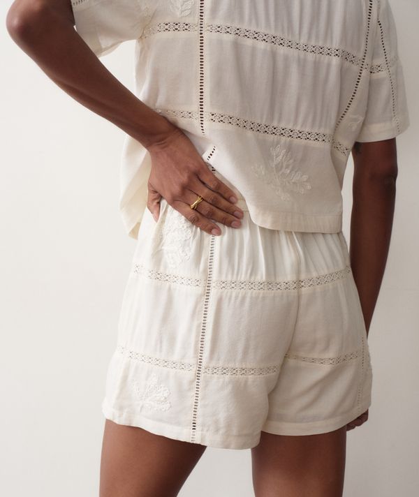Marella Embroidered Short Antique White
