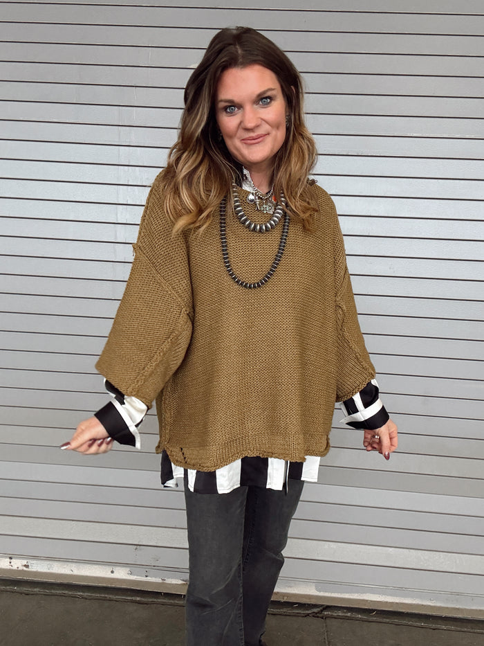 Martini Olive Half Sleeve Knit Sweater