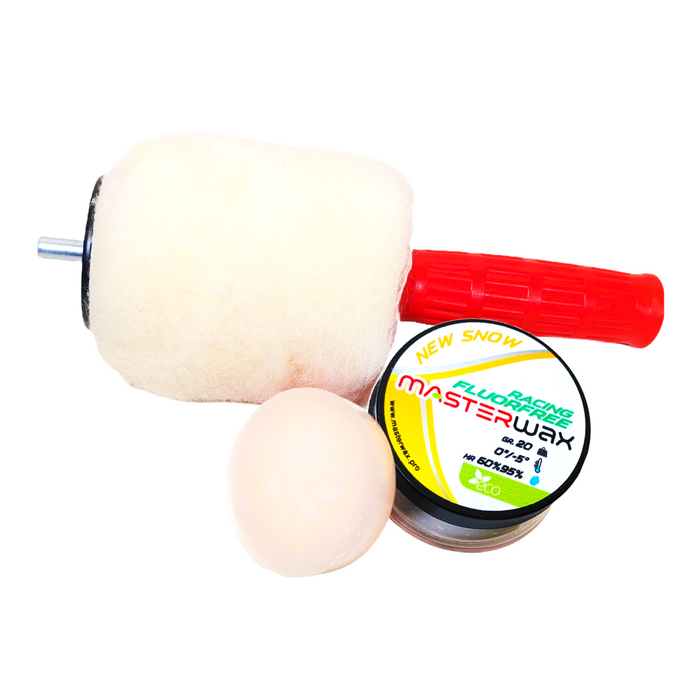 A product picture of the MasterWax RACING FLUORFREE Wool-Apply Entry Kit