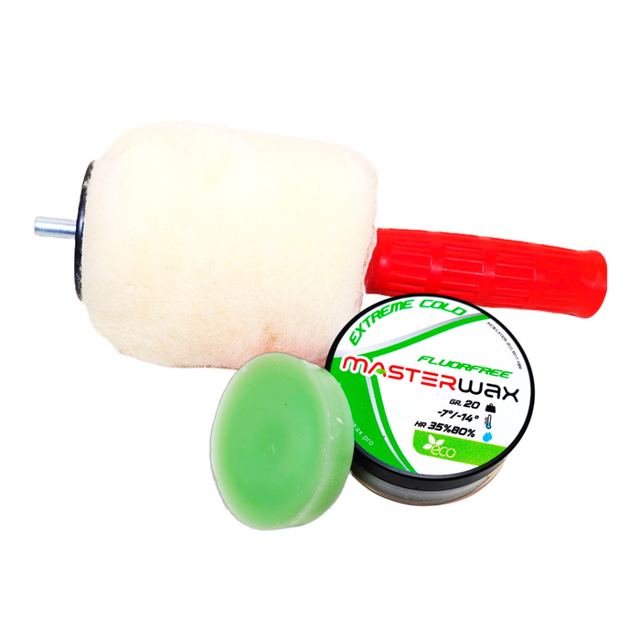 A product picture of the MasterWax RACING FLUORFREE Wool-Apply Entry Kit