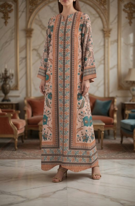 Mehr-e-Peach Garden Kaftan