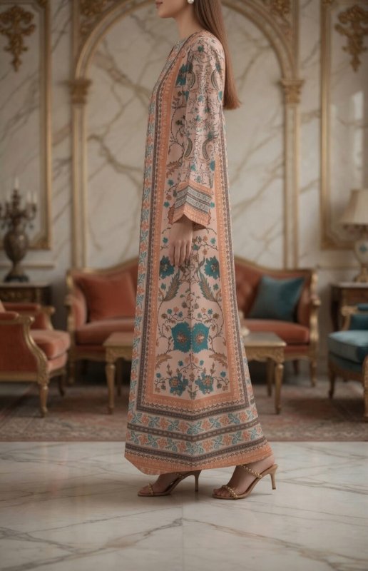 Mehr-e-Peach Garden Kaftan