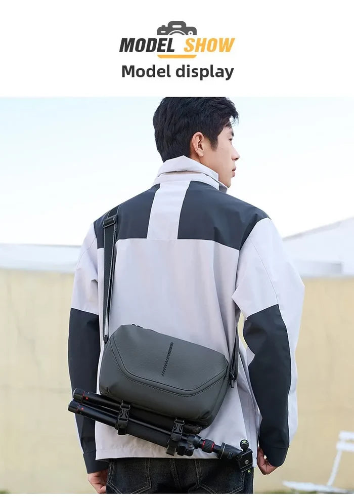 Men's Crossbody Camera Bag for DSLR & Mirrorless Cameras | Portable Shoulder Photography Bag with Lens Storage, Tripod Holder & Accessories Pocket