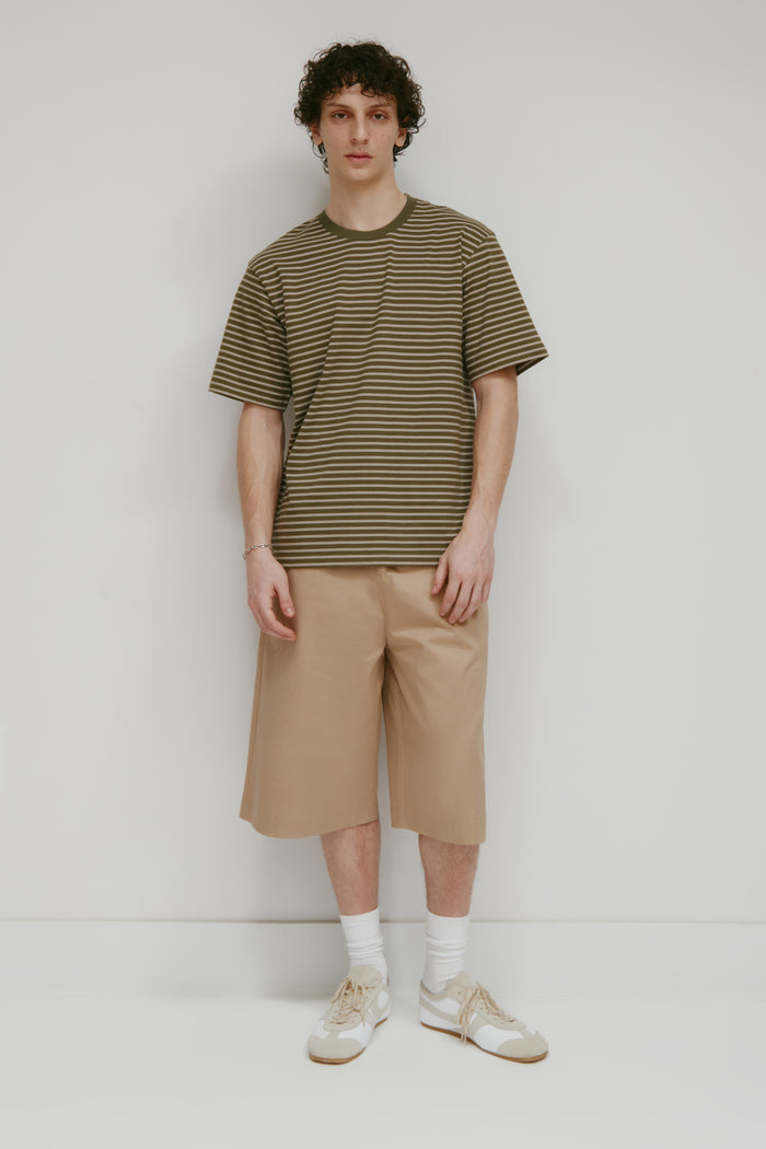 Men's Midweight Crew in Olive/Marshmallow/Otter Stripe