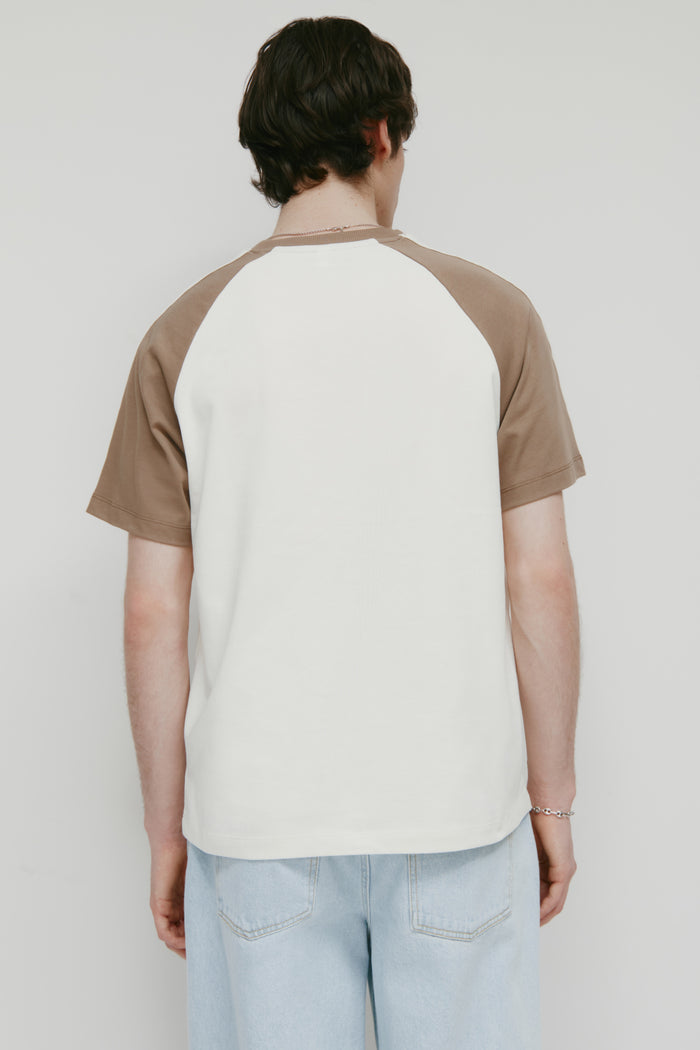 Men's Varsity V-Neck in Marshmallow/Taupe