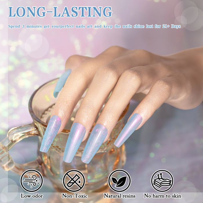 Mermaid Jelly Pearl Gel Polish Set - 6 Pastel Colors Translucent Jelly & Pearl Shimmer 7.5ml - TPO & HEMA Free