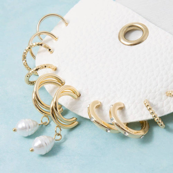 Mixed Metallic Hoop Earrings Set