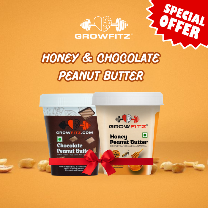Natural Honey & Chocolate Peanut Butter | 21g High Protein | 400gram | Combo