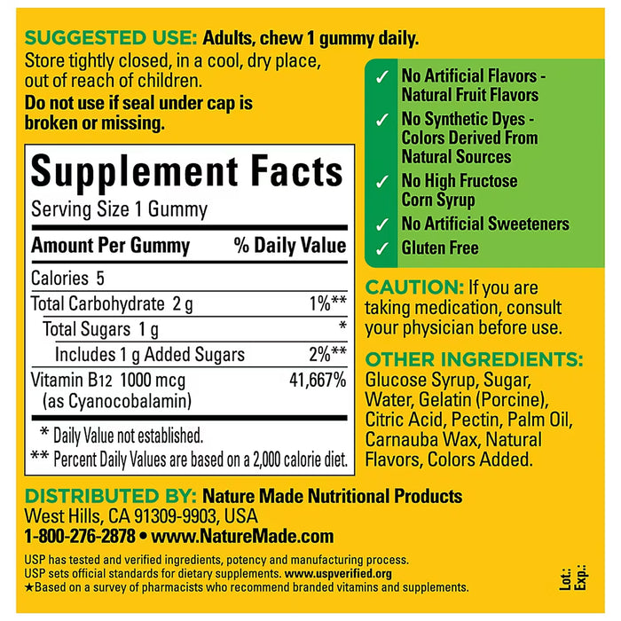 Nature Made Energy Vitamin B12 1000 mcg Gummies, 160 Count