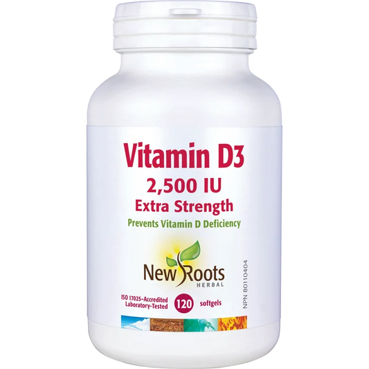New Roots: Vitamin D3 2500IU Extra Strength Softgels