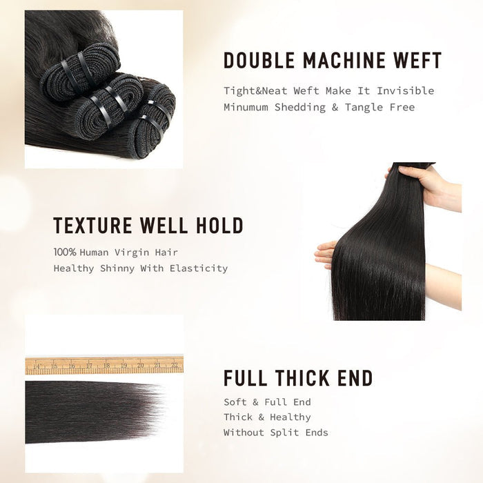 NEWMISS 15A Grade Burmese Straight Hair 3 Bundles Value Pack - Raw Virgin Human Hair Bundles - newmiss hair