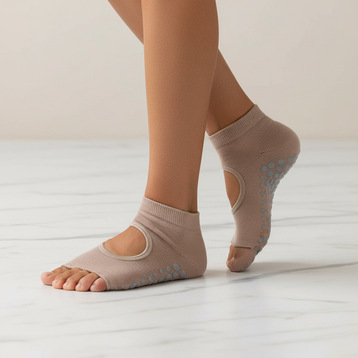 Non-Slip Open-Toe Yoga & Pilates Grip Socks with Breathable Cut-Out
