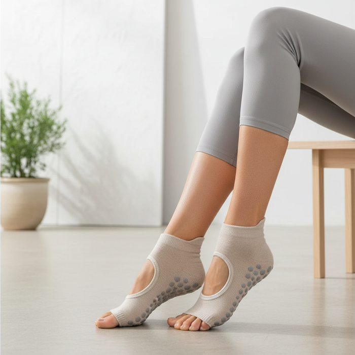 Non-Slip Open-Toe Yoga & Pilates Grip Socks with Breathable Cut-Out