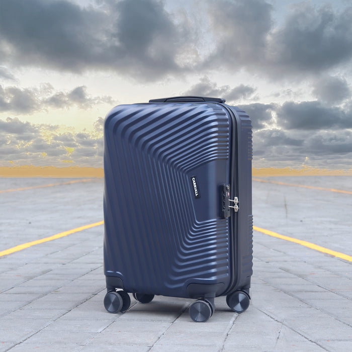 NOTCH Premium Polycarbonate Suitcase, blue durable luggage with smooth mobility system by Carriall