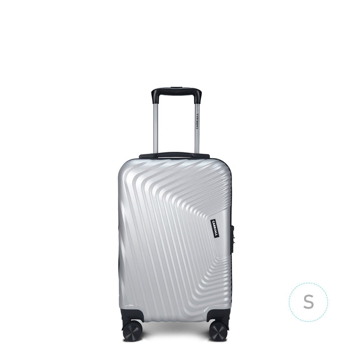 NOTCH Premium Polycarbonate Suitcase, silver flight luggage with secure TSA system by Carriall