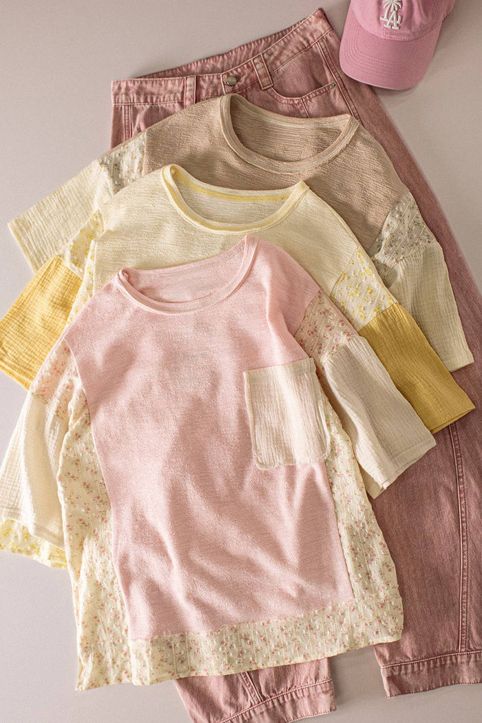 NT12633-Oversized Mixed Media Knit Top